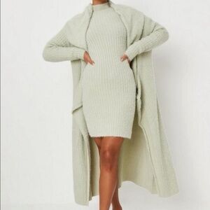 Carli Bybel × Missguided Sage Fluffy Knit High Neck Long Sleeve Mini Dress